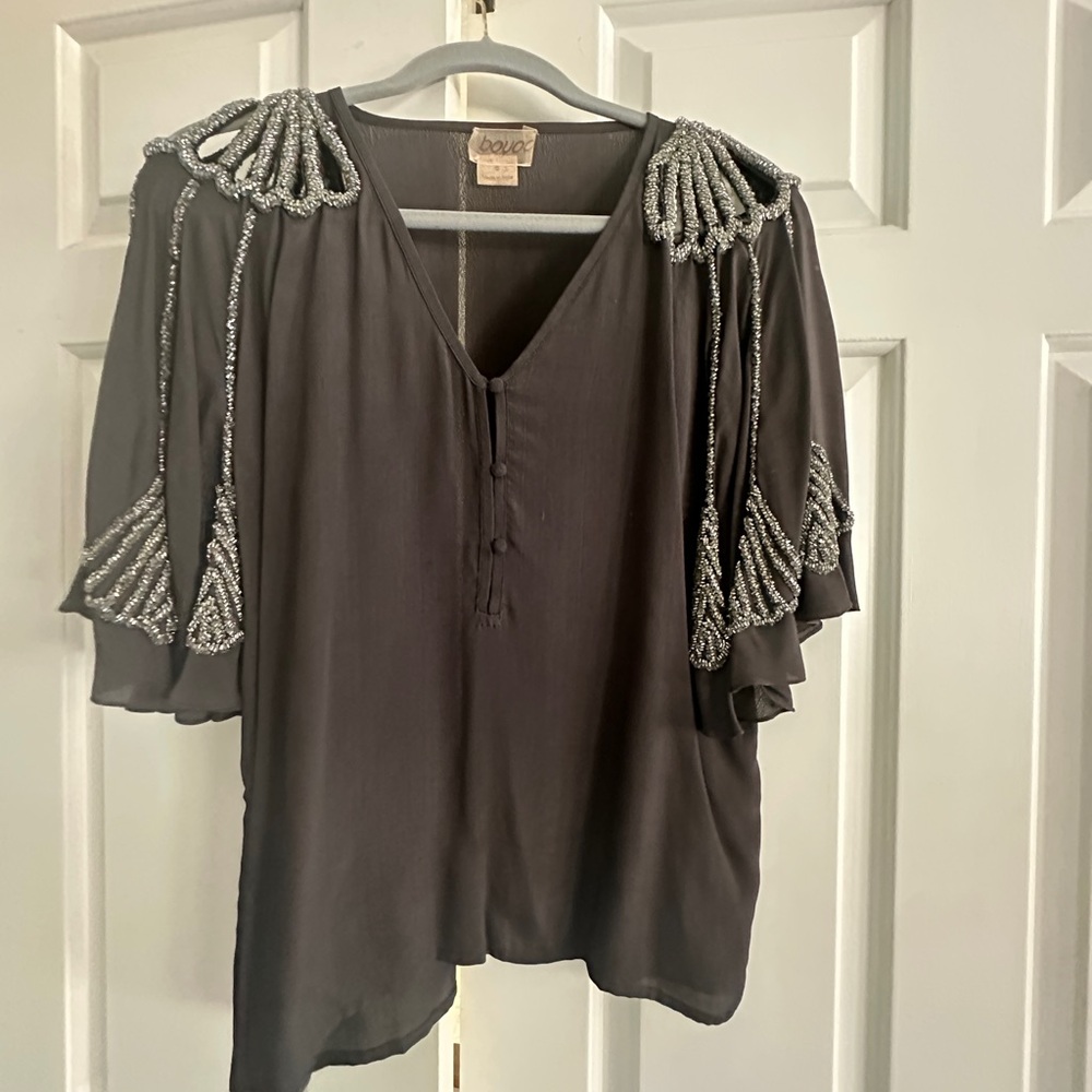 Chic Black Embellished Blouse
